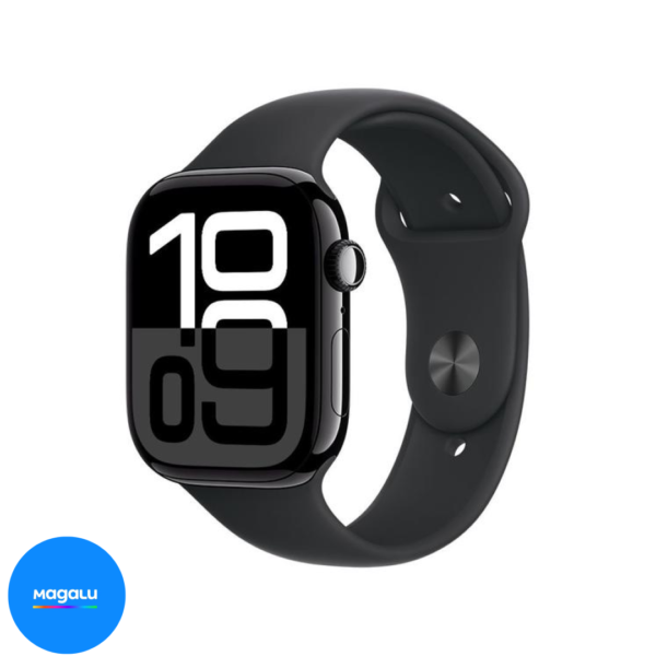 Apple Watch Series 10 GPS Caixa Preta Brilhante de Alumínio 46mm Pulseira Esportiva Preta M/G
