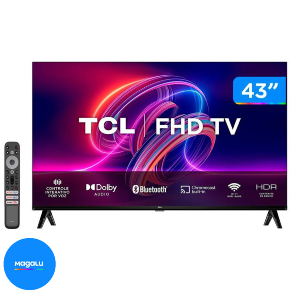 Smart TV 43” Full HD LED TCL 43S5400A Android - Wi-Fi Bluetooth Google Assistente 2 HDMI 1 USB
