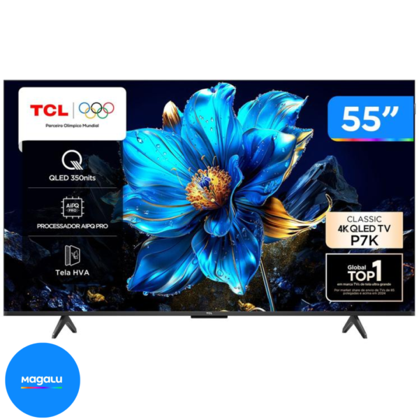Smart TV 55" TCL 4K UHD QLED 55P7K Google TV AiPQ Google Assistente 3 HDMI 1 USB