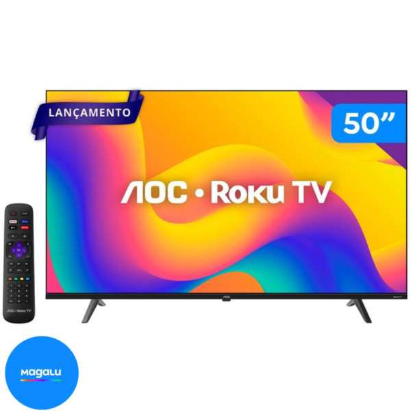 Smart TV 50" AOC 4K DLED 50U7045/78G Roku TV Quad Core 3 HDMI