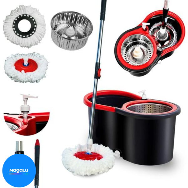 Mop Giratorio Com Cesto Em Inox Preto - Nybc