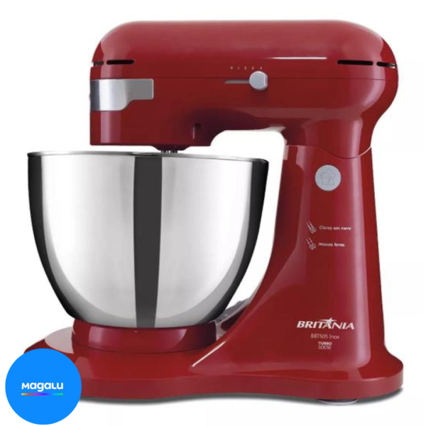Batedeira Britânia Bbt505v Turbo Inox 500w Vermelha Cor Vermelho 127V - BRITANIA