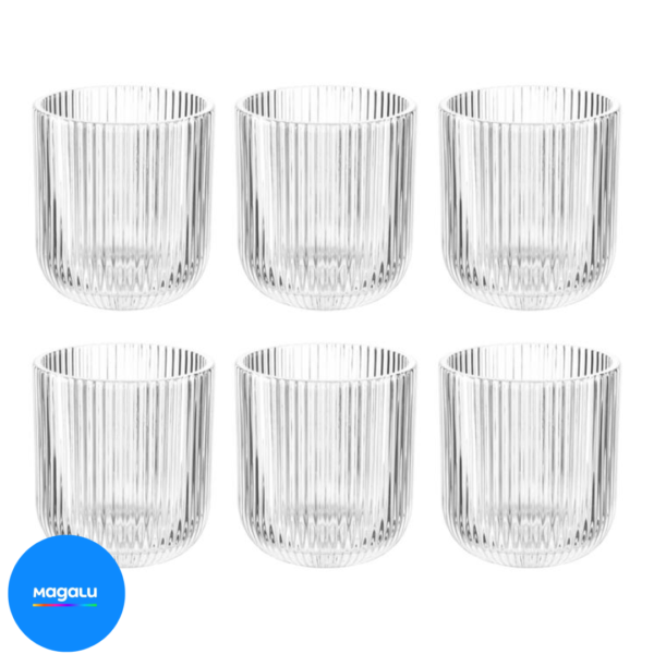 Jogo de Copos de Vidro 300ml 6 Peças Haus Concept Canelado