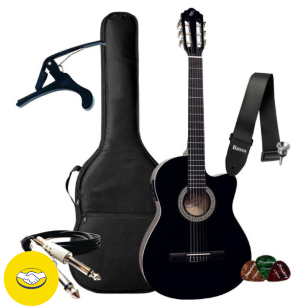 Kit Violao Giannini Eletrico Nf14 Nylon Acessórios Completo