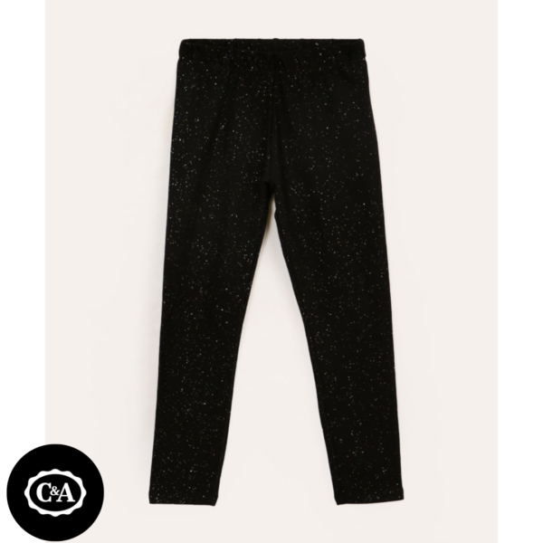 calça legging infantil com glitter cinza - preto
