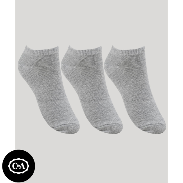 Kit de 3 Meias Infantis Soquete Cinza Mescla