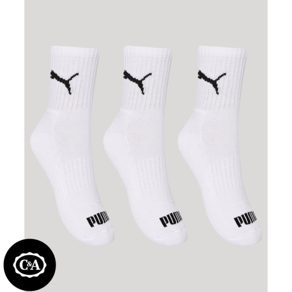 Kit de 3 Pares de Meias Masculinas Cano médio Puma - branco