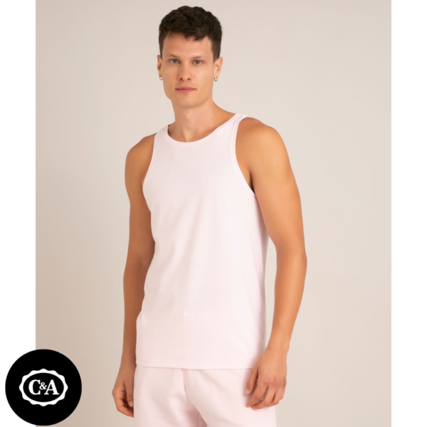 Regata Masculina Básica Gola Careca Rosa Claro