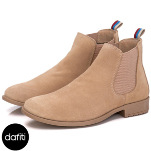 Bota Botina Chelsea Masculina em Couro Confortável Areia