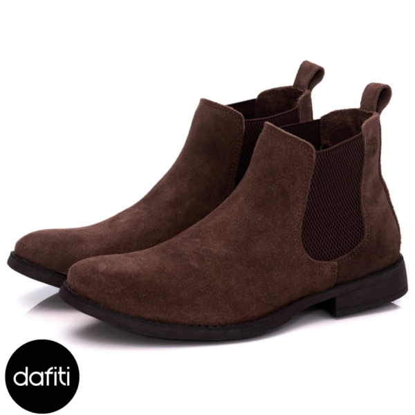 Bota Botina Chelsea Masculina em Couro Confortável Café