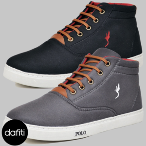 Kit 2 Pares Sapatênis Casual Botinha Masculino Polo Blu Cinza/Preto