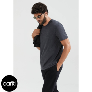 Camiseta Hering Básica Manga Curta Com Decote V World Chumbo