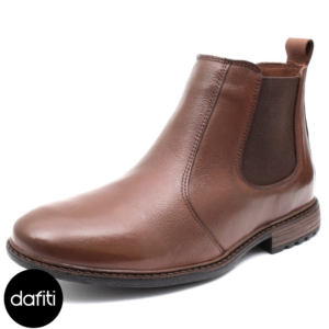 Bota Botina Chelsea Tellini Store em Couro Conhaque