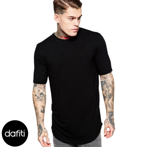 Camiseta Di Nuevo Alongada Longline Lisa Oversized Básica Preta