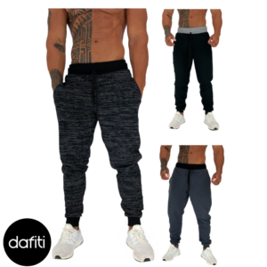 Kit 3 Calças Moletom Masculina Alto Conceito Slim Fit Jogger Preto Rajado e Chumbo