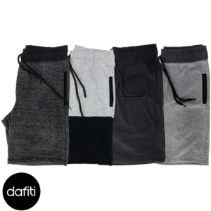 Kit 4 Bermuda Moletom e Moletinho MXD Conceito Academia Musculação Preto, Rajado Preto, Mescla Tradicional e Bicolor Alvejado/Preto