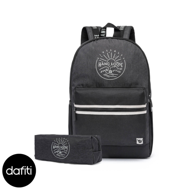 Kit Mochila Hang Loose Estojo Reforçado Escolar Faculdade