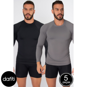 Kit 5 Camisa Masculina Vekyo Térmica Poliéster UV Segunda Pele Multicolorido