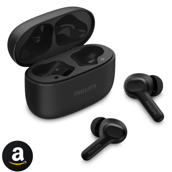 PHILIPS, Fone de Ouvido Sem Fio TWS, TAT1109BK/00, Bluetooth, Com Microfone, Até 24 horas de bateria, Preto