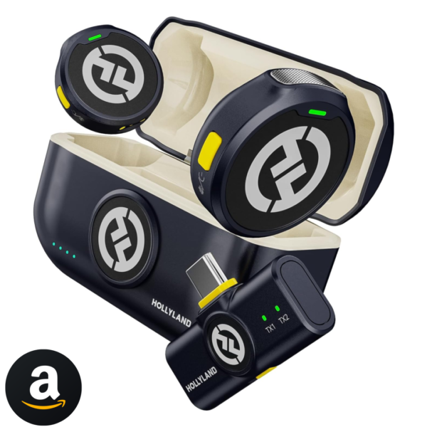Hollyland Lark M2 Microfone Lapela Sem Fio, Compatível com Android, IPhone 15, Cancelamento de Ruído Inteligente, Transmissão Sem Fio de 300M, 30 H Duração de Bateria, Ideal para Vlog-Preto