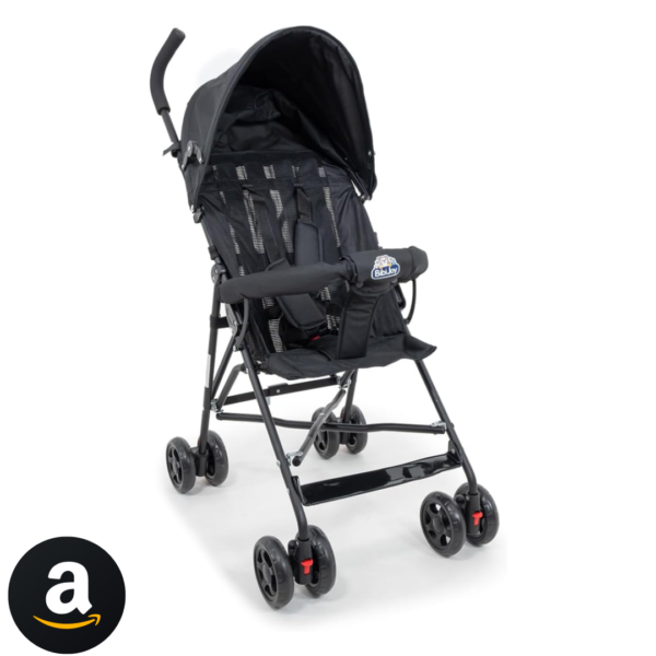 Carrinho de Bebê Guarda-Chuva Leve, Dobrável, Estrutura em Aço, Cinto de Segurança, Confortável, Fácil Transporte, Ideal para Passeios e Viagens Mega Compras Preto
