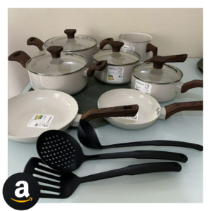 Mimo Style, Jogo de Panelas Cerâmica 10 Peças Indução Pratic Cook Marmol