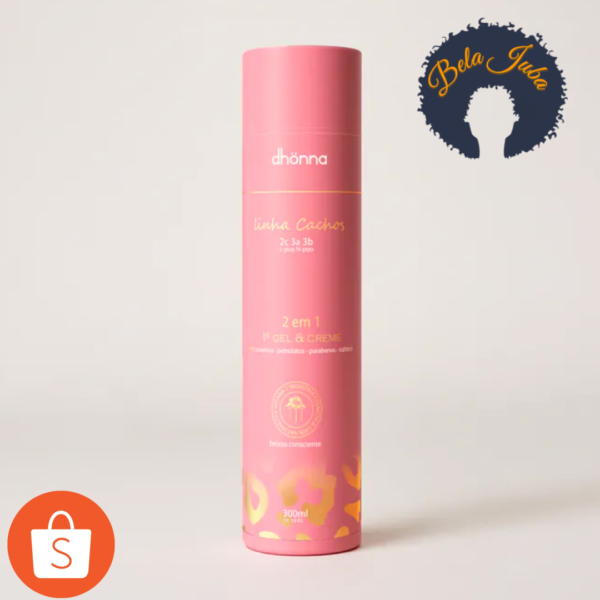 Gel e Creme Cachos 300ml - DHONNA - L-POO/N-POO - Cabelos cacheados e ondulados - Finalizador 2 em 1
