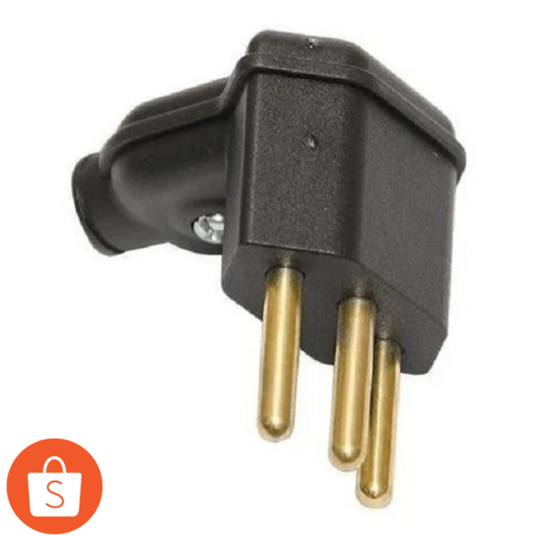 Plugue Plug Macho 3 Pinos 10 Amperes 90 Graus Preto Margirius