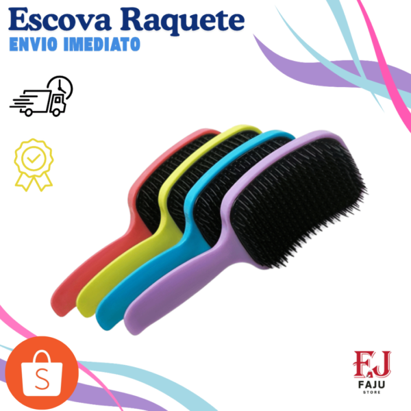 Kit até 50 Escovas Raquete Mágica Anti Frizz - Desembaraçadora Para Cabelo