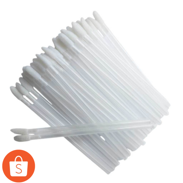 100 Pincel Aplicador de Batom e Gloss Descartável Clear Transparente (Furado)