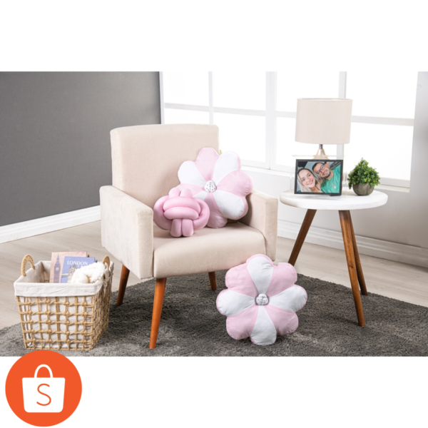 Kit 02 Almofadas De Flor + 1 Nó Luxo Rosa Bebe Decorativas