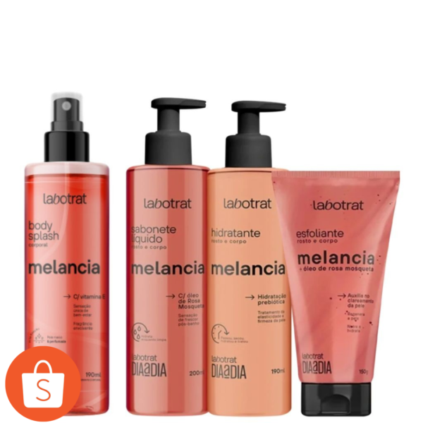 Kit Tratamento Diário Labotrat: Sabonete Líquido, Hidratante, Esfoliante e Body Splash 190ml