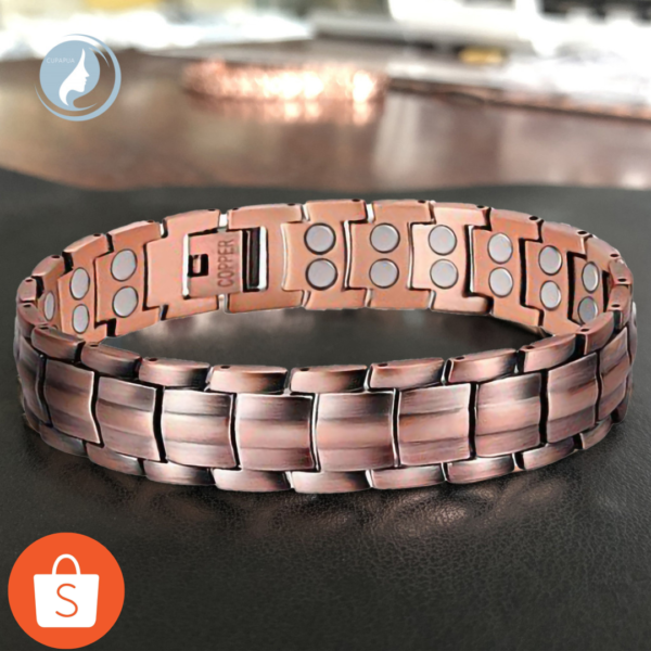 Pulseira Masculina Magnética De Cobre Puro Durável De Terapia Suave Para Uso Diário