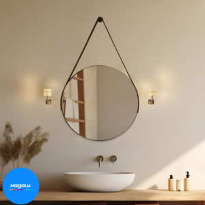 Espelho Redondo com Alça Adnet 40cm com Suporte para Sala Hall Lavabo - Outlet Dos Espelhos