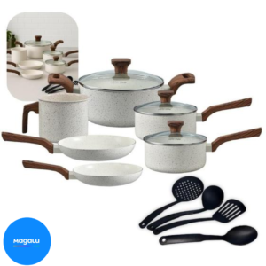 Jogo De Panelas Pratic Cook Mármol Indução Mimo Style Cerâmica 10 Peças