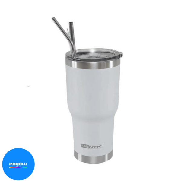 Copo Térmico Inox Siluet 850ml 2 Canudo e Escova NTK Branco - Nautika