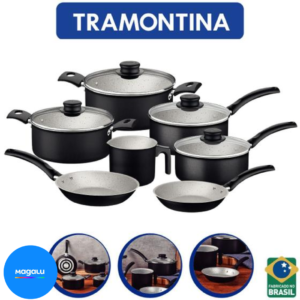 Jogo Conjunto de Panela Tramontina Antiaderentes 7 peças com Frigideira Alumínio