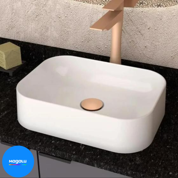 Cuba Pia De Apoio 36x27cm Retangular Para Banheiro Lavabo Luna - COZIMAX
