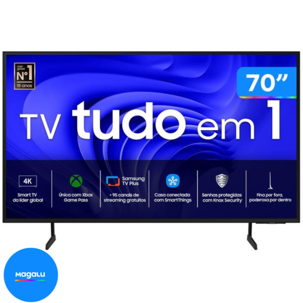 Smart TV 70” 4K UHD LED Samsung 70DU7700 - Wi-Fi Bluetooth Alexa 3 HDMI