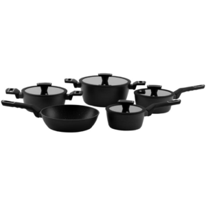 Jogo de Panelas Brinox Revestimento Cerâmico de Alumínio Preto 5 Peças Carbon Ceramic Life