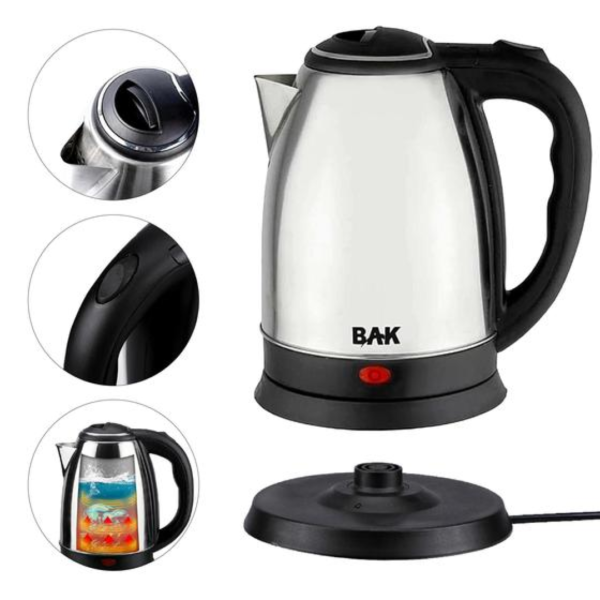 Chaleira Elétrica Com Desligamento Automático Em Aço Inoxidável 1,8 Litros Com Base Giratória Linha Premium - BAK/SKYLINK/NZA