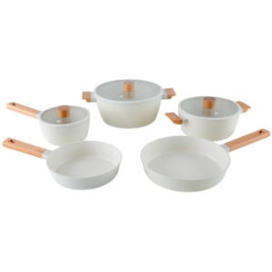 Jogo de Panelas Brinox Revestimento Cerâmico Creme 5 Peças Ceramic Life Nordic