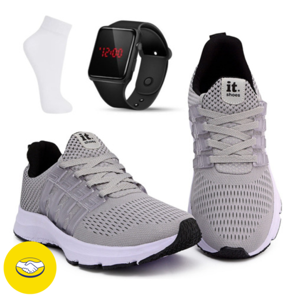 Kit Tenis Feminino Academia + Relógio Digital Led + Meia