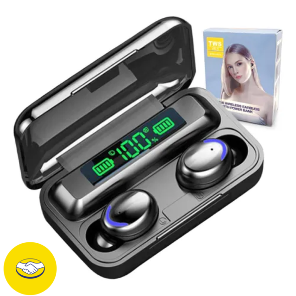 Fone De Ouvido Bluetooth Tws F9 Prova Dágua Microfone Preto