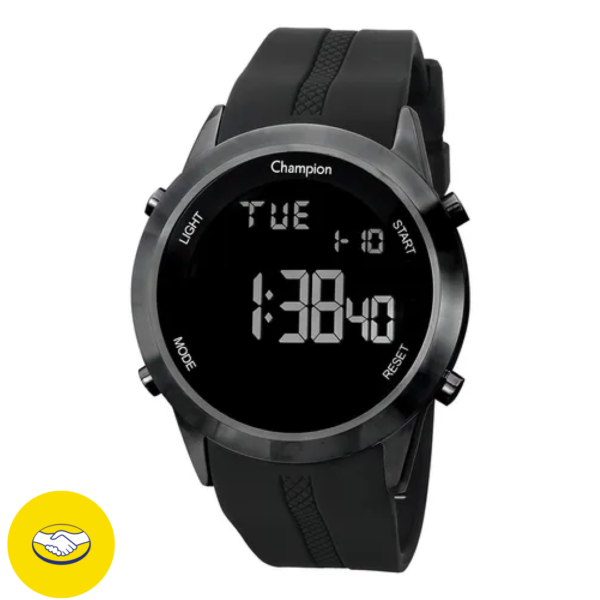 Relógio Masculino Champion Digital Esportivo com Pulseira em Silicone Borracha Confortável e Macia com Calendário Alarme e Cronometro Prova D´Agua 50 metros