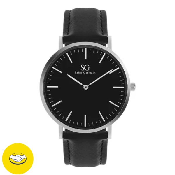 Relógio Saint Germain Murray Black Hill 40mm Cor da correia Preto Cor do bisel Prateado Cor do fundo Preto