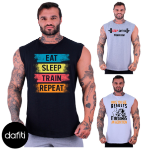 Kit 3 Regatas Machão Longline Masculina Premium Alto Conceito Letreiro Academia e Musculação