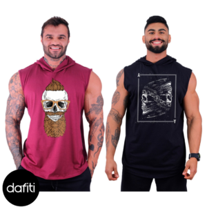 Kit 2 Regatas Longline Machão Com Touca Algodão Alto Conceito Caveira