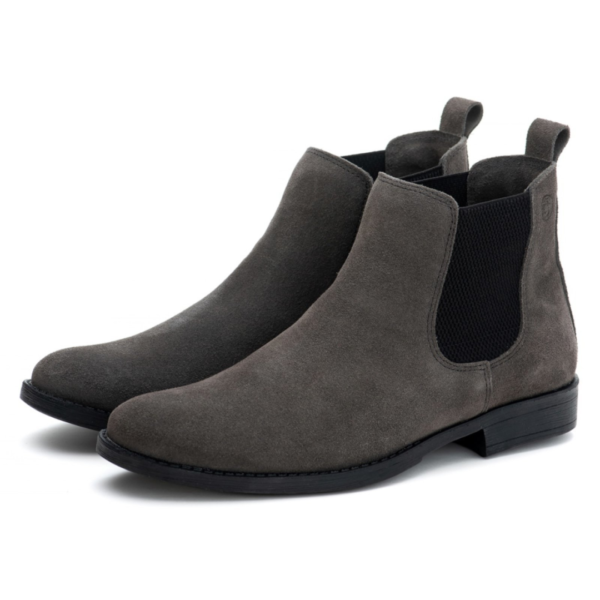 Bota Chelsea Botina em Couro Confortável Masculina Cinza