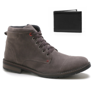 Bota Coturno Masculina Épico Cadarço Camurça Conforto Macia Cinza